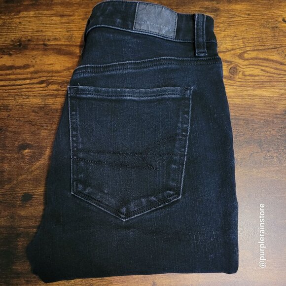 American Eagle Jeans 2 S Dream Jegging Tummy Control Black Wash Stretch Denim - Picture 3 of 13